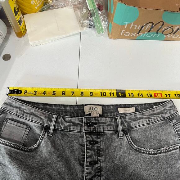 Logo Lori Goldstein QVC Gray Wide Leg Crop Jeans Button Fly Women’s Size 16 - Picture 8 of 9
